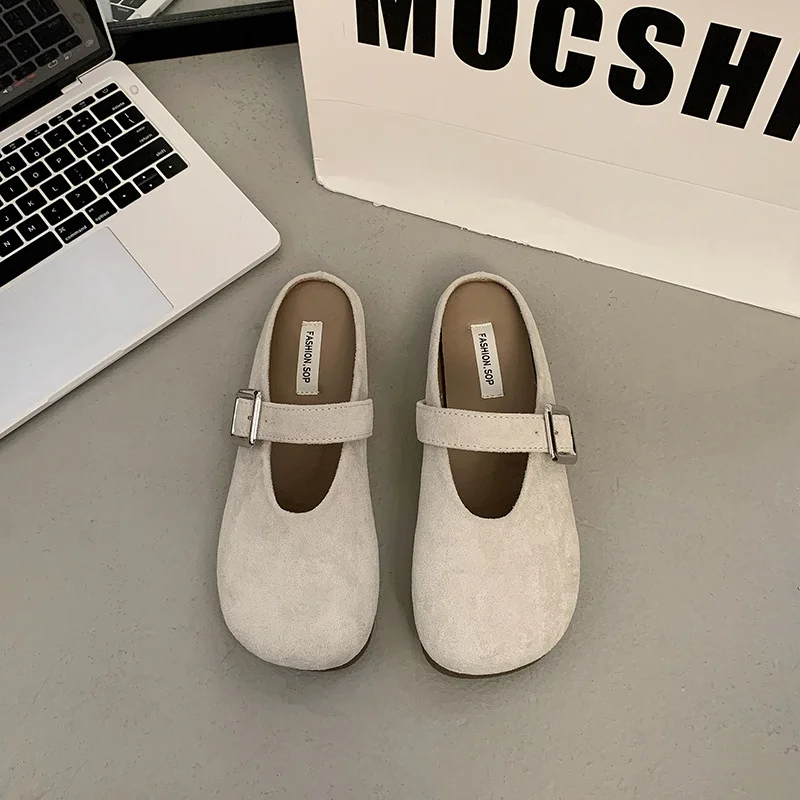 Yyvonne Jane's First Half Slippers Women Wear Half-Dragging 2025 Color Soft Flat Soles Pedaling Muller Shoes Tide