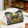 (24cm)Diamond Art Tissue Box Cover DIY PU Desktop(Flowers and Butterflies)