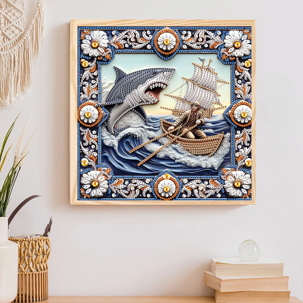 Diamond Painting - Partial Special Shaped Drill - Shark(Canvas|30*30cm)