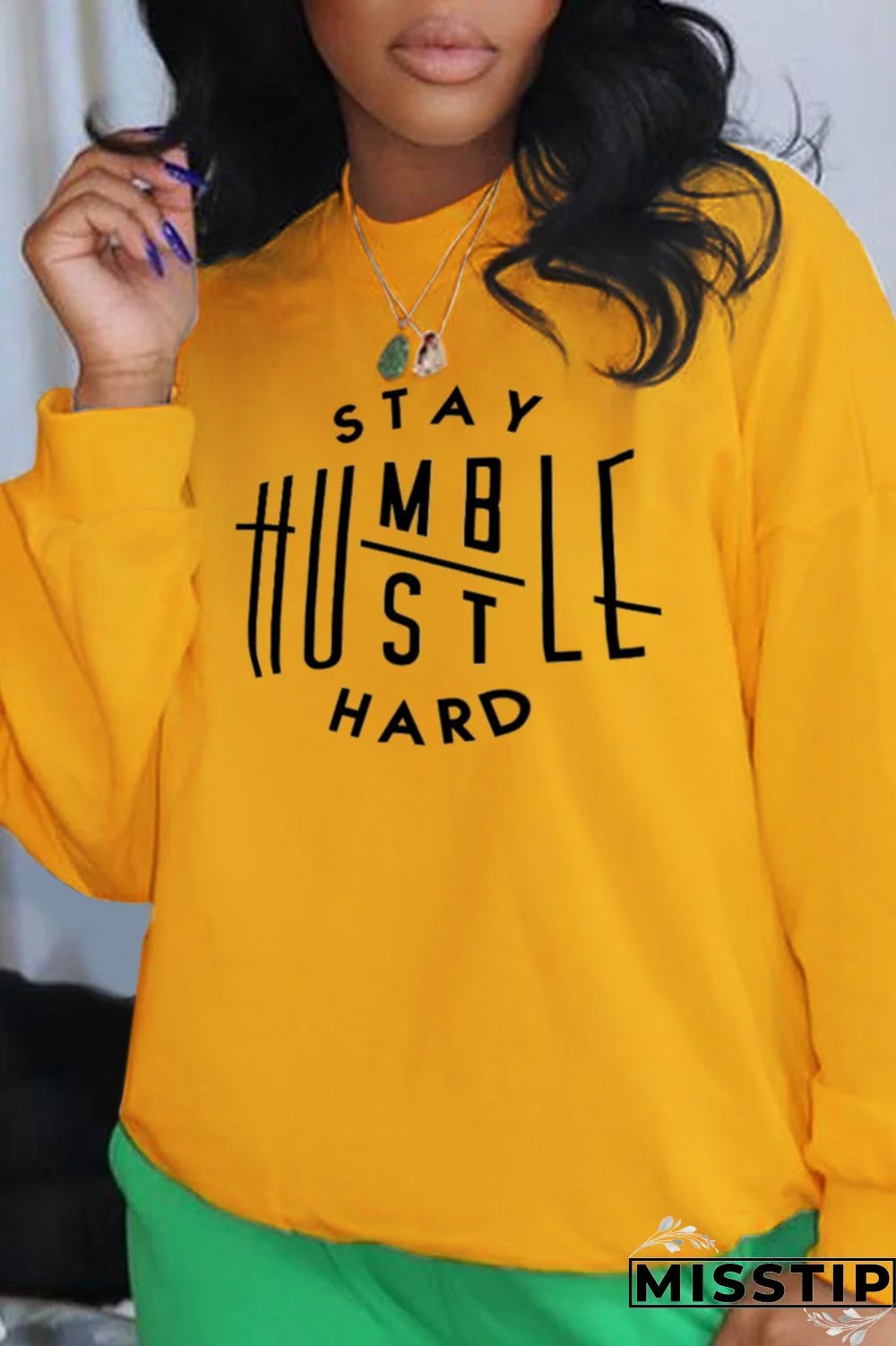 White Fashion Casual Print Patchwork Letter O Neck Tops