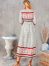V-Neck Women Weaving Dress Daytime Boho Paneled Weaving Dress