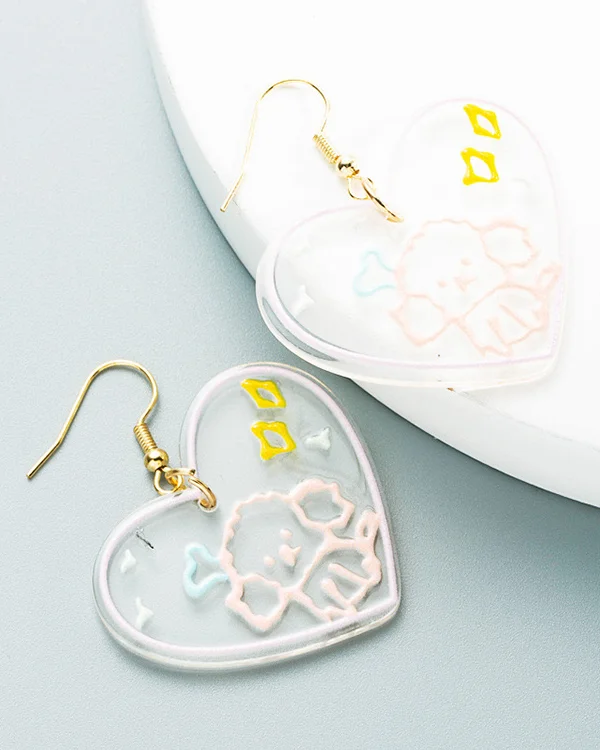 Lolita Funny Accessories Acrylic Transparent Love Earrings LS0042-