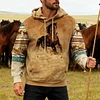 💥 2025 Hot Sale!Mens Western Fleece Jacket Cowboy Bull Head Print Pullover 1/4 Zip Up Stand Collar Country Sweatshirts Western Gifts For Men With Pocket