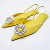 Green Rhinestone Muller Pointed Flat Sole