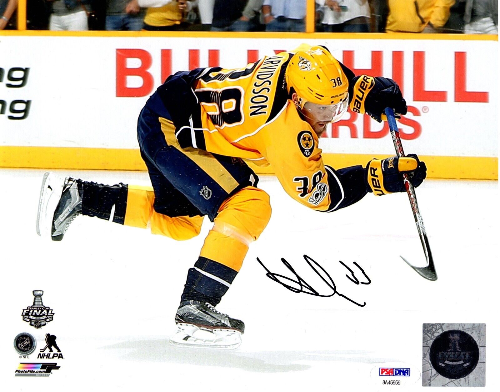 Viktor Arvidsson autographed signed 8x10 Photo Poster painting NHL Nashville Predators PSA COA