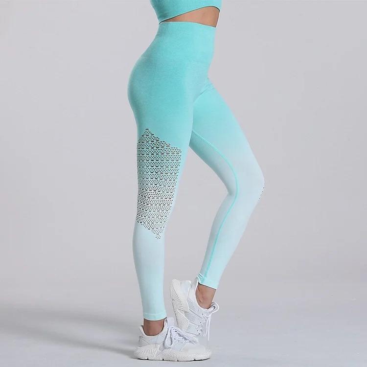 Women's High Waist Scrunch Butt Color Gradient Leggings