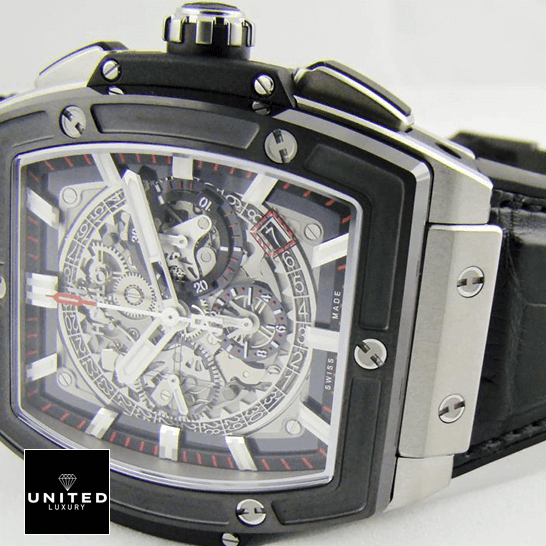 Hublot Big Bang 45 Titanium Black Leather Bracelet Replica white background