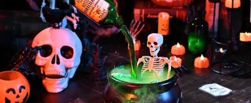Product Introduction of Halloween Decorations Indoor - Cauldron Halloween Decor with Magic Floating Potion Bottles and Diffuser - Black Plastic Witches Bowl Hocus Pocus Party Decoration for Spooky Vintage Home Kitchen Table. Well Soon Gift 7
