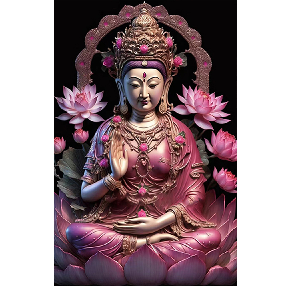 Buddhist Lotus Avalokitesvara 40*60CM(Canvas) Full Round Drill Diamond Painting gbfke