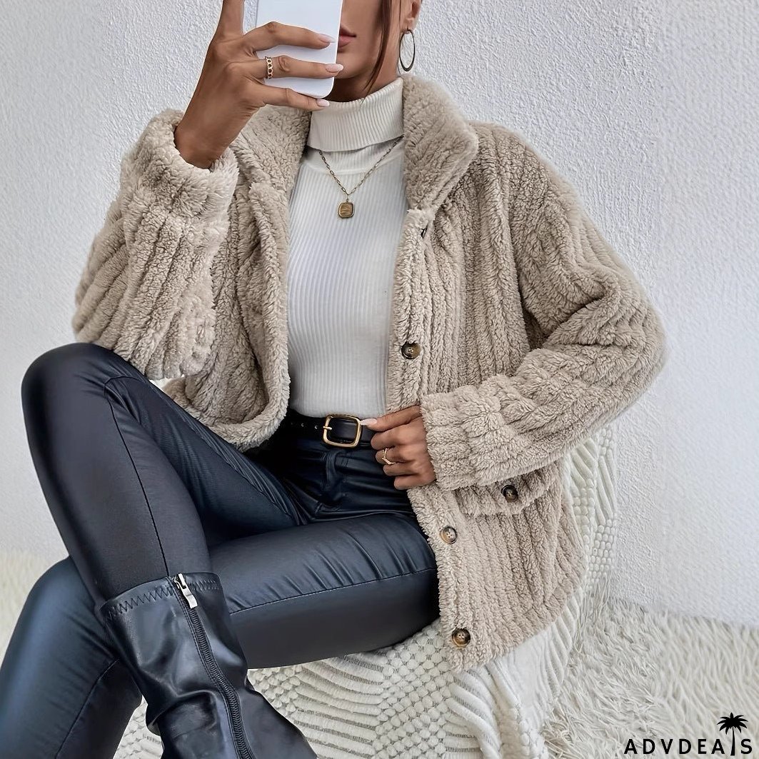 New Double-Sided Velvet Button-Up Cardigan Casual Coat