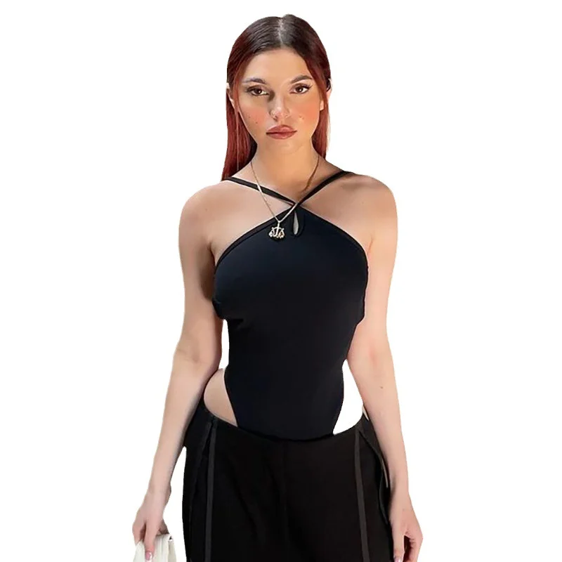 Uveng Uveng Women's Wear Spring And Summer INS Sexy Strap Big Back Hollow Tight Bottom Joined Woman