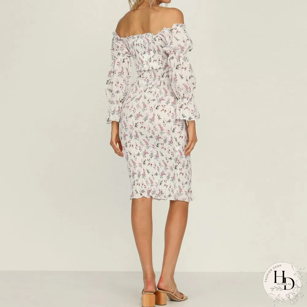 Fashion strapless printed tight-fitting mid-length package hip skirt spring and summer