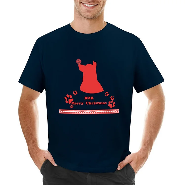 Christmas Dog Bob Designable Men's T-shirt	