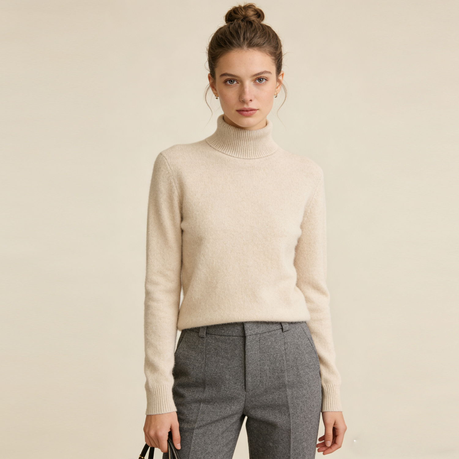 Women's Classic Turtleneck Knit Cashmere Sweater | Long Sleeve Essential REAL SILK LIFE