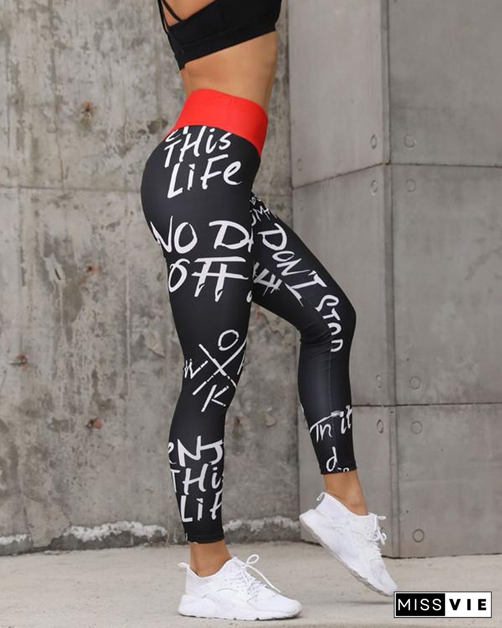 Print Letter Fitness Legging Yoga Pants
