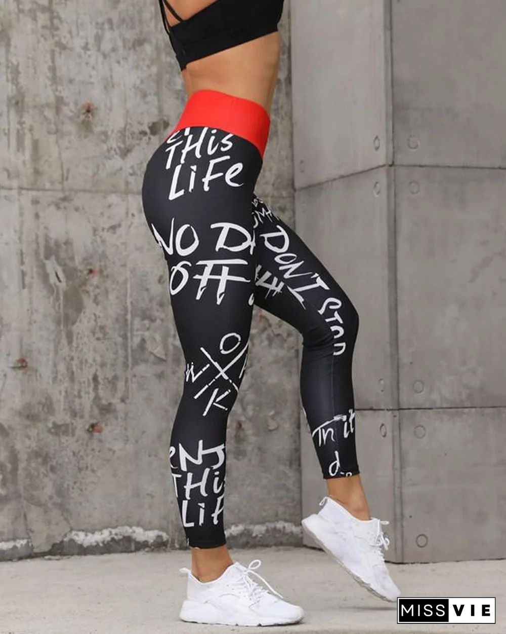 Print Letter Fitness Legging Yoga Pants