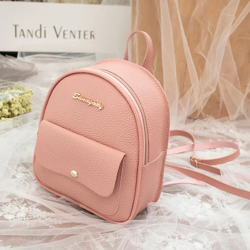 Mini Backpack Women Pu Leather Shoulder Bag For Teenage Girls Kids Multi-function Small Bagpack Female Ladies School Backpack