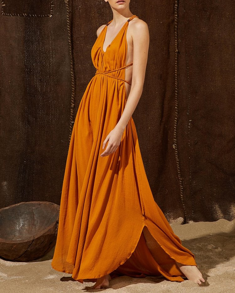 Irregular Hem Tie Dress