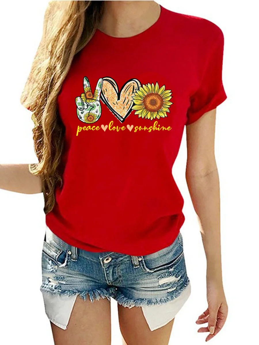 Round Neck Short Sleeves Printed T-shirt