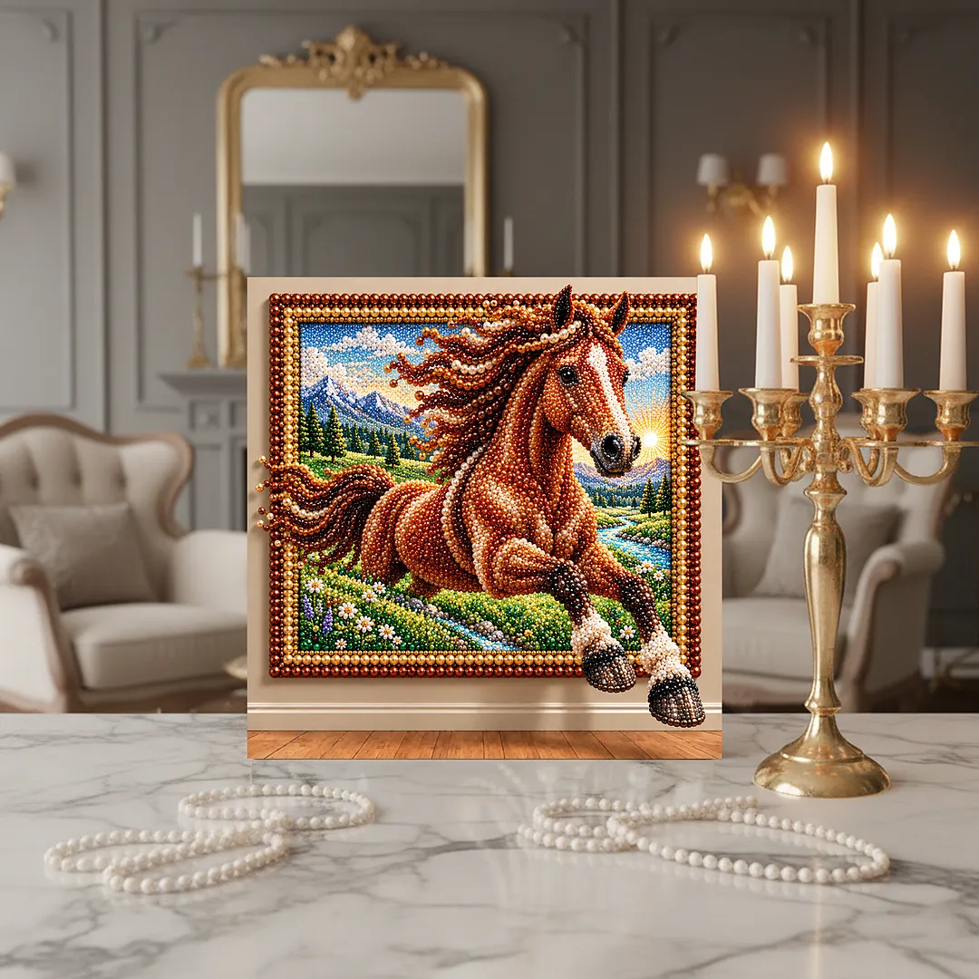 Pearl Painting Kit for Adults Horse with Frame 11.81x11.81in