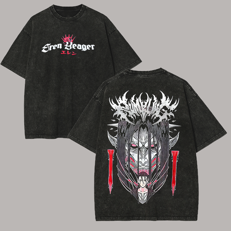 Attack on Titan Printed Unisex Washed T-Shirt