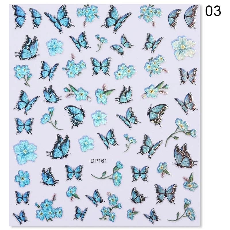 1 Sheet Nail Art 3D Nail Sticker Butterfly Colorful Nail Decals Fairy Tales Nail Transfer Decals Nail Decorations DIY Design