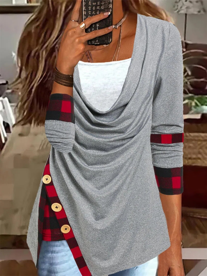 Women Long Sleeve V-neck Graphic Floral Printed Top