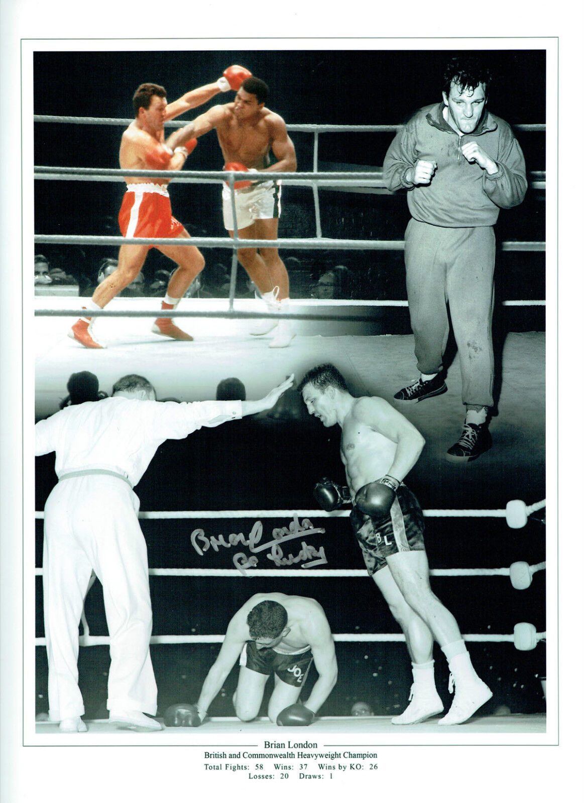 Brian LONDON Signed Autograph Boxer 16x12 Montage Photo Poster painting AFTAL COA