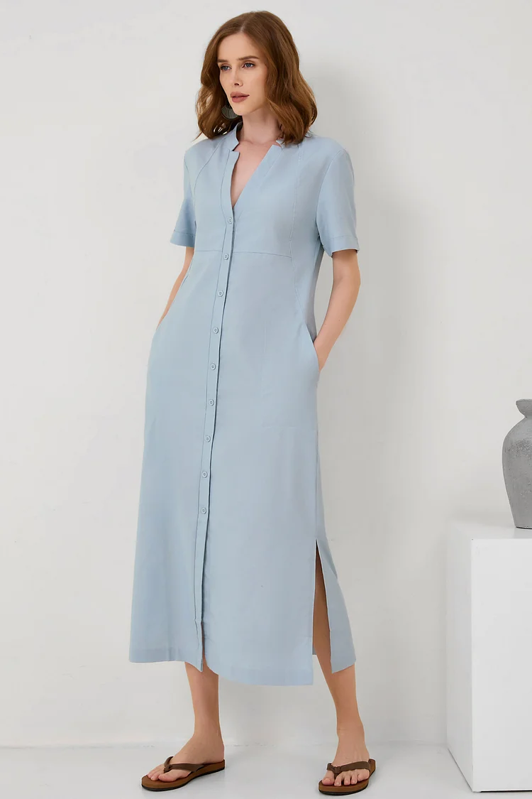 Cotton Linen Sleeveless Midi Dress[ Pre Order ]