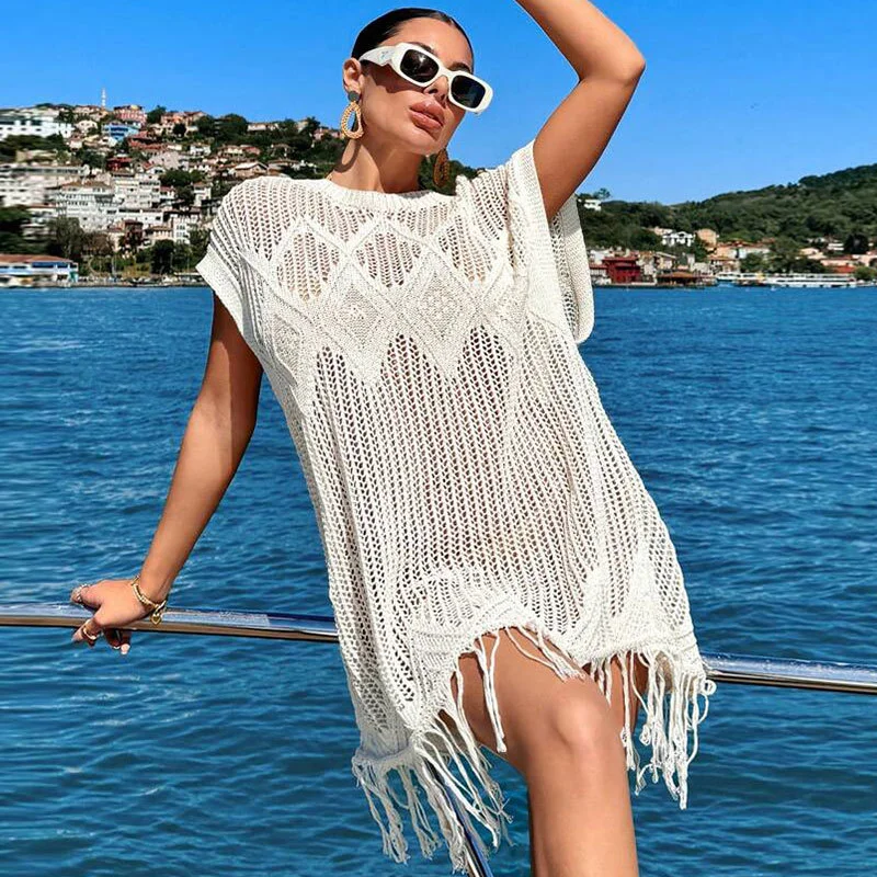 Athvotar Athvotar Beach Hoodie Hollow Knitted Loose Esui Seaside Resort Swimwear Shirt Woman