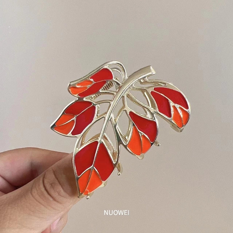 Women’s Minimalist Color Block Alloy Printing Hair Claws