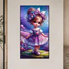 Fleur violette fille-ronde drill diamond painting-40 * 70cm (grande taille)