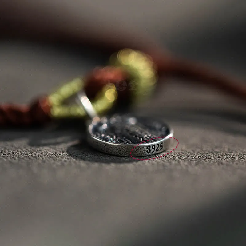 Handmade 925 Sterling Silver Five Directions Gods of Wealth Luck Protection String Braid Bracelet