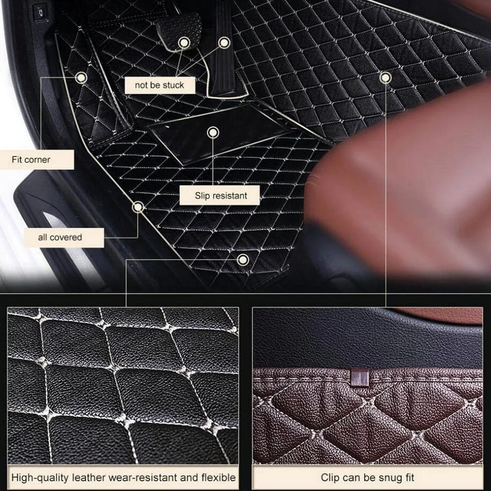 High-end customized car Nappa leather material fully wrapped floor mats