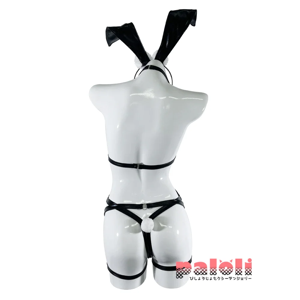 Billionm Women Bunny Cosplay Costumes Hollow Out Full Body Harness Leather Lingerie Halter Neck Bondage Body Cage Erotic Bodysuit 2021NEW
