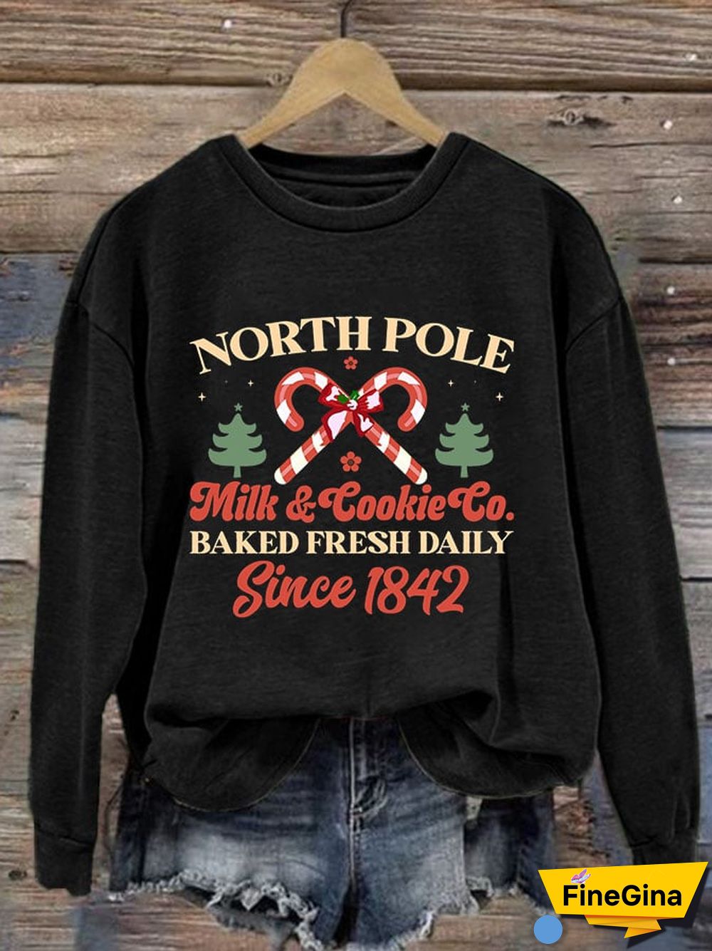 Women's North Pole Milk & Cookie Co Baked Fresh Daily Since 1842 Print Sweatshirt