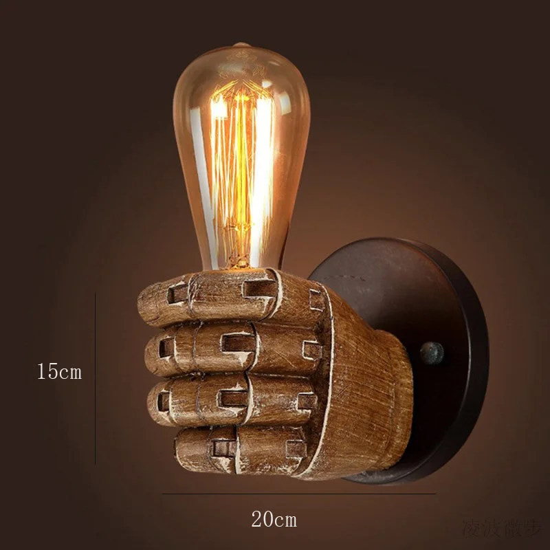 Vintage Resin Fist Left Hand Right Hand Wall Lamp