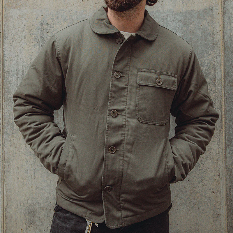 Men's Vintage Dark Olive A-2 Deck Jacket