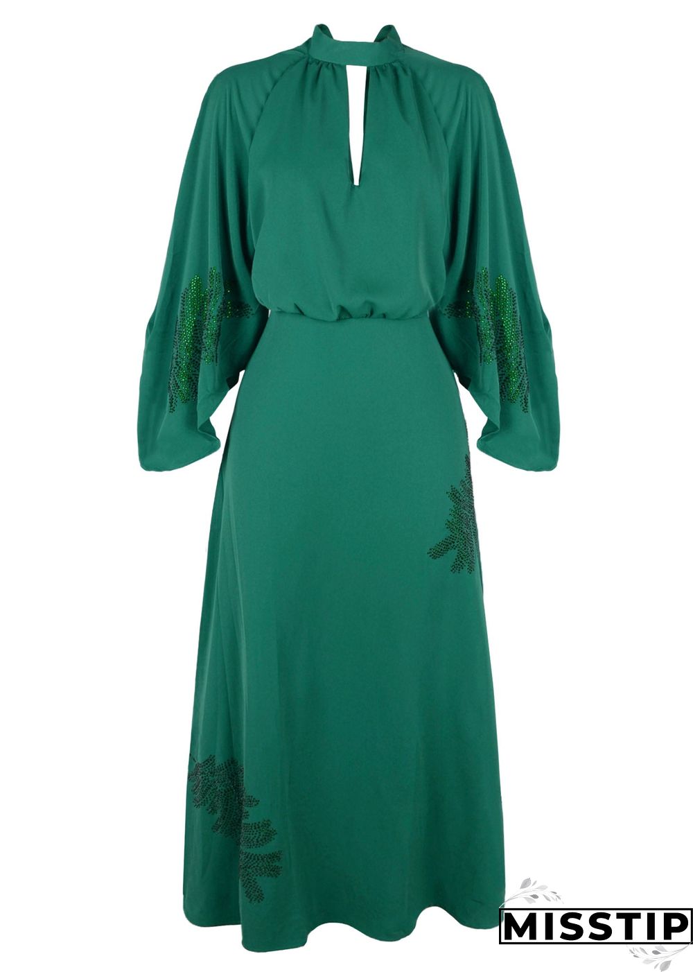 Beaded Leaf Pattern Dress MissTip beaded-leaf-pattern-dress-misstip