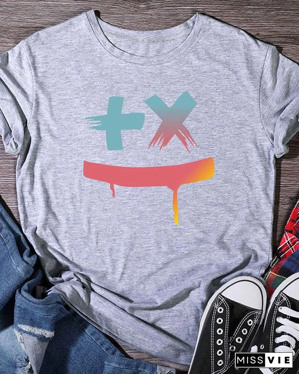 Women's Print Short Sleeve Daily T Shirt