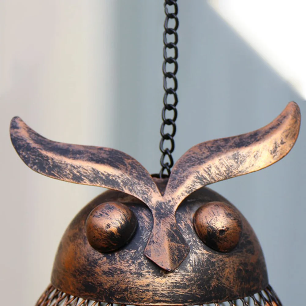 Wrought iron owl metal hanging bird feeder