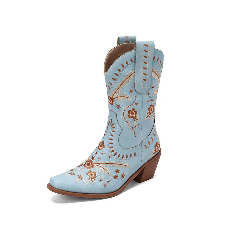 Women's Western Cowboy Vintage Pointed Toe Rider Boots