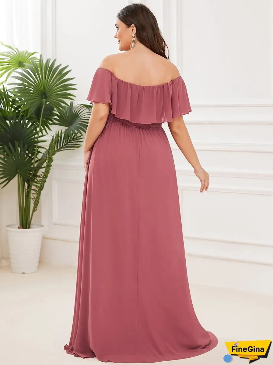 Women's Plus Size Ruffle Thigh Split Wholesale Bridesmaid Dresses