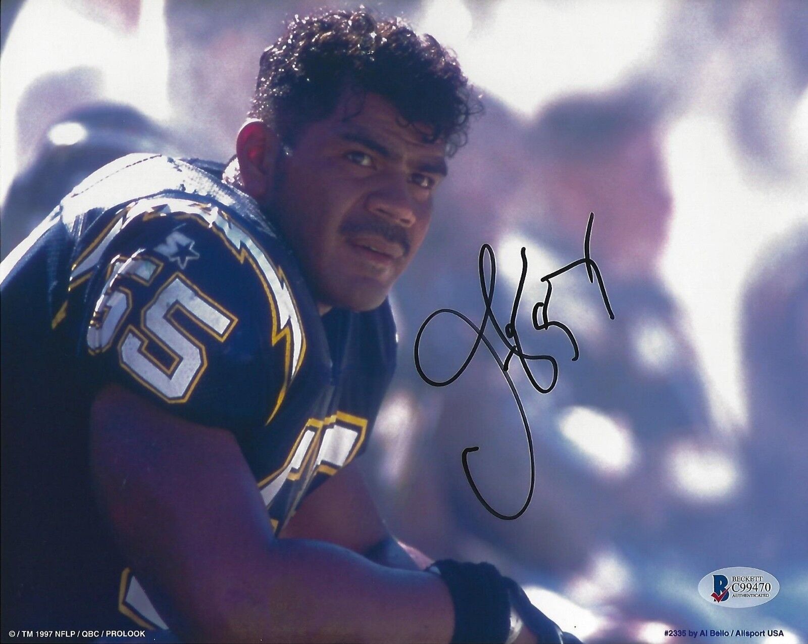 Junior JR Seau Signed Chargers Football 8x10 Photo Poster painting BAS Beckett COA HOF Autograph