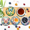 (US Local)6pcs Butterfly DIY Diamond Painting Coasters Kits with Holder for Adult Beginner
