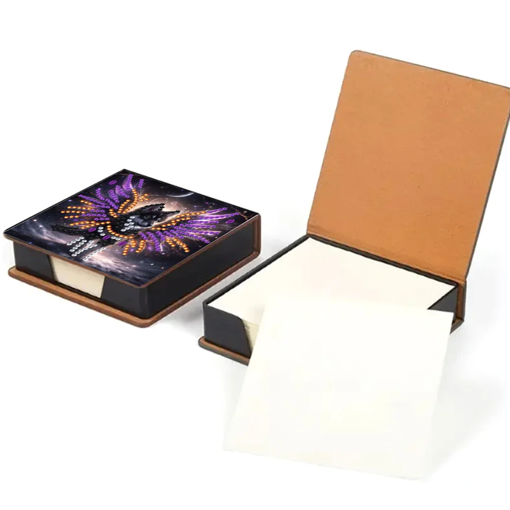 PU 5D Diamond Painting Kit Note Box DIY Diamond Art Notepad Box (Wolf)