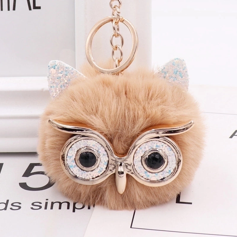Cute Owl Alloy Plush Unisex Bag Pendant Keychain 1 Piece