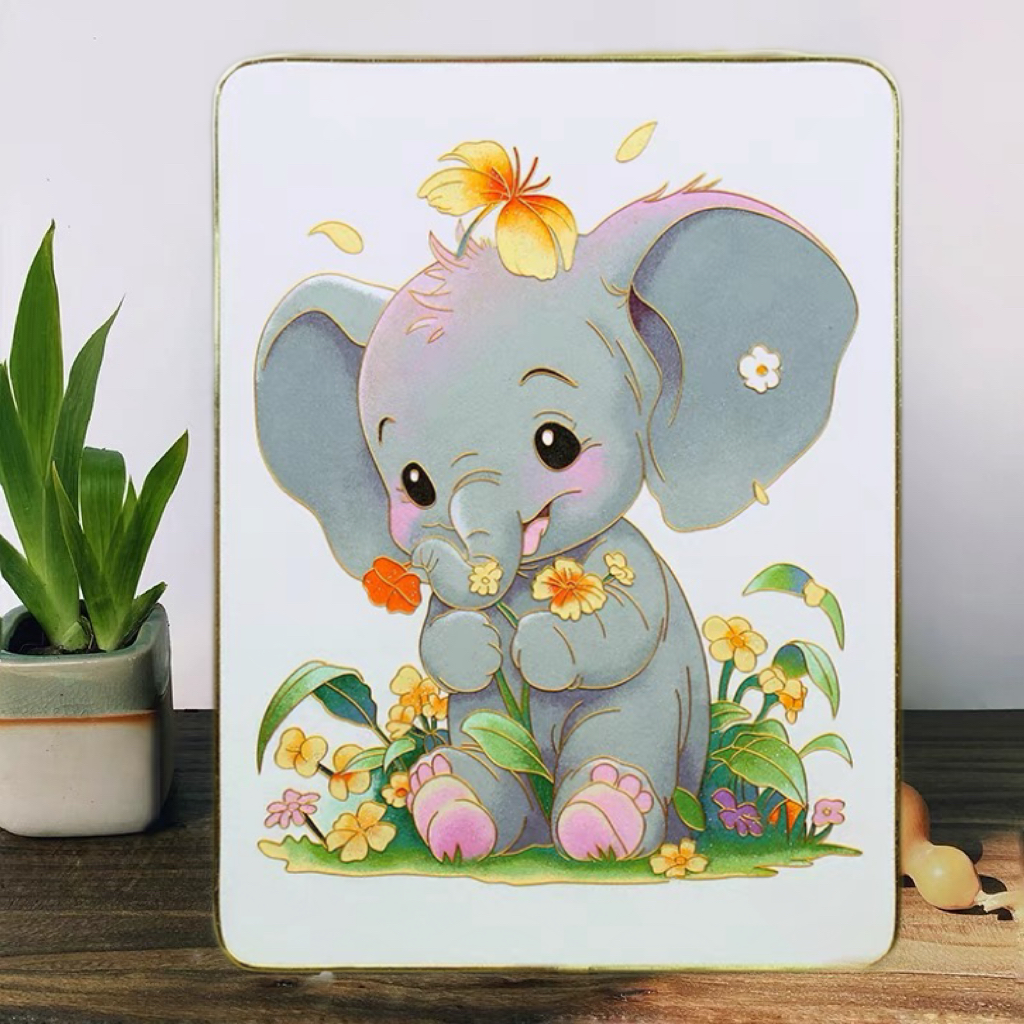 Cartoon baby elephant-Cloisonne Enamel Painting Art Kits - Cloisonnekit