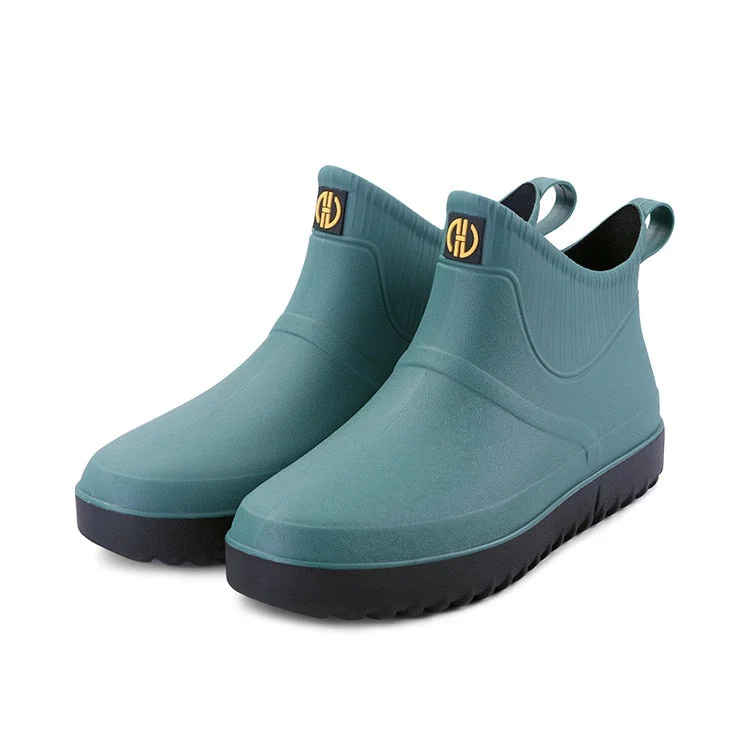 Men Non-slip Waterproof Rain Boots Short Tube Footwear Kitchen Work Fishing Car Wash Rubber Shoes Novelty Fashion