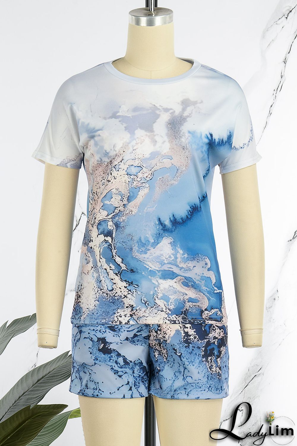 Black Casual Street Print Patchwork O Neck Two Pieces